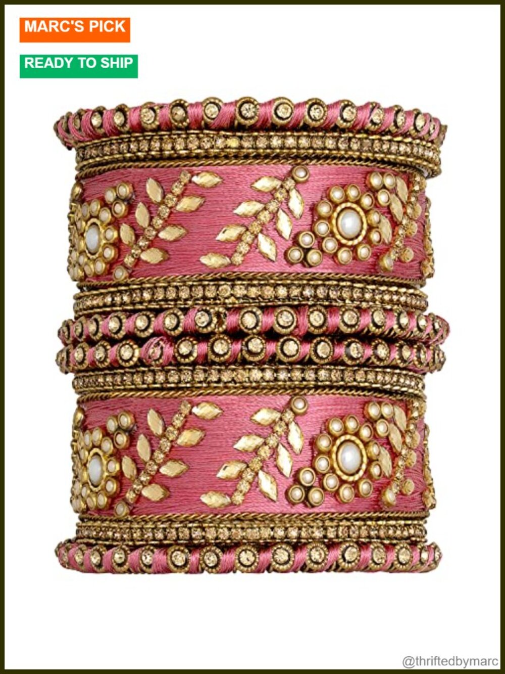 Traditional Wedding Designer Silk Thread Faux Stone Studded Bridal Bangle Set